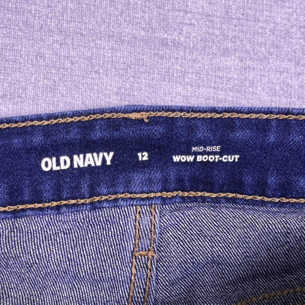 Old Navy Wow Boot-Cut Mid-Rise Jeans Womens‎ 12 Blue Denim Stretch - Picture 4 of 11
